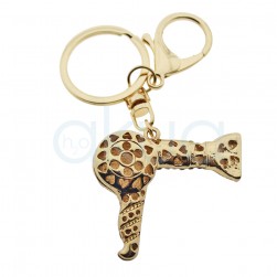 Llavero con abalorio dorado y brillante