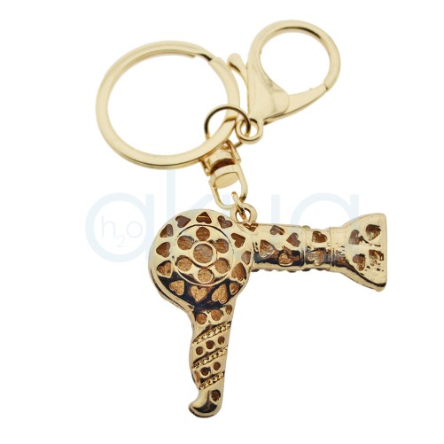 Llavero con abalorio dorado y brillante