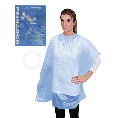 Capas desechables peinador peluquería (Pack 50ud + dispensador)