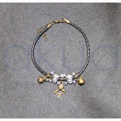 Pulsera Negra Piratas con abalorio