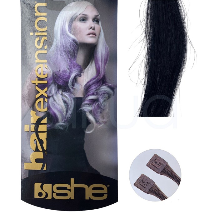 Extensiones Keratina 1B Pelo natural liso 55/60 cm She So.Cap 10Ud Outlet