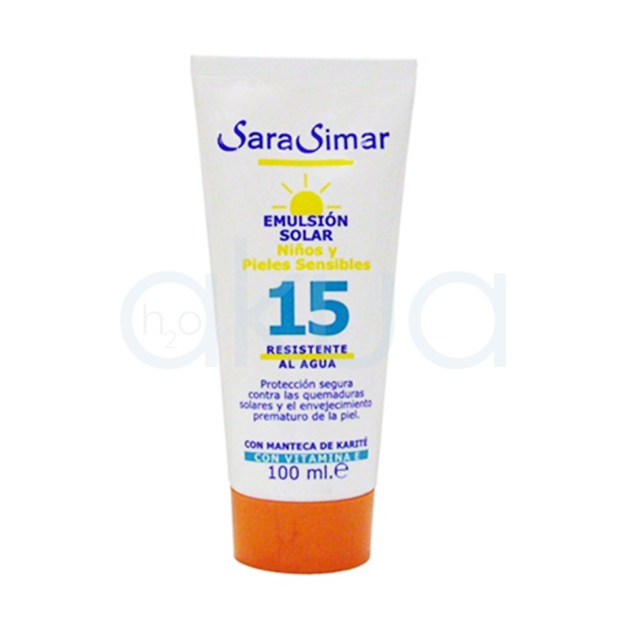 Bronceador Niños y Pieles Sensibles Factor 15 Sara Simar 100 ML